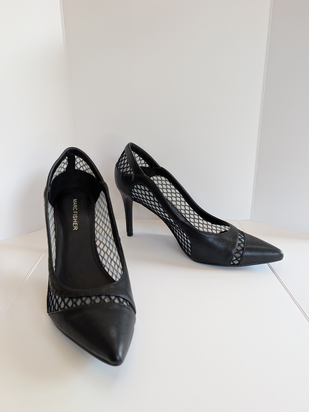 Marc Fisher Dalta Black Mesh Pointed-Toe Pumps
